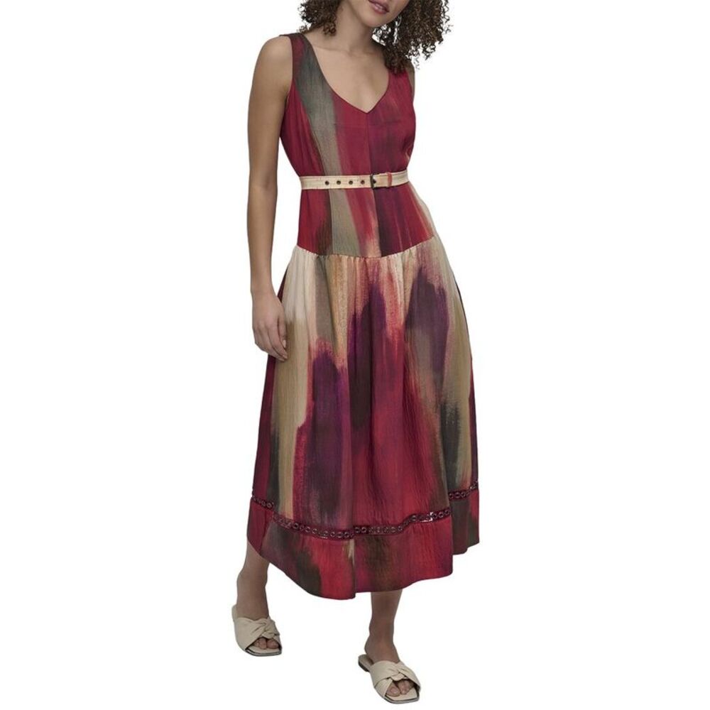Dkny Womens  V-Neck Belted Dress